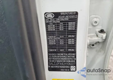 2020 Land Rover Range Rover Evoque S from USA, damaged, VIN SALZJ2FX4LH106227